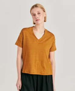 Tshirt Nancy In Jersey Lino - Caramello