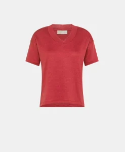 Tshirt Nancy In Jersey Lino - Amaranto