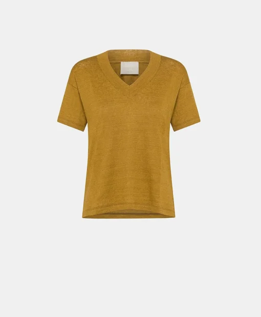 Tshirt Nancy In Jersey Lino - Caramello