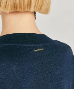 Tshirt Nancy In Jersey Lino - Blu Notte
