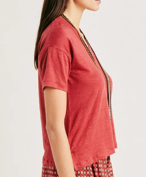 Tshirt Nancy In Jersey Lino - Amaranto