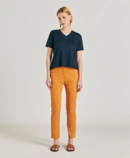 Tshirt Nancy In Jersey Lino - Blu Notte