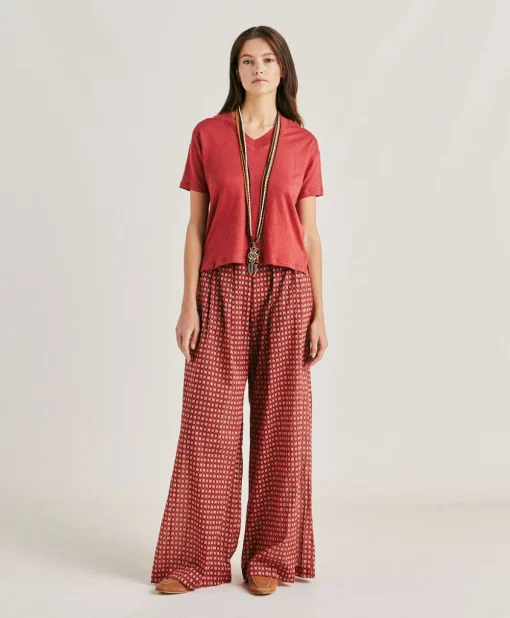 Tshirt Nancy In Jersey Lino - Amaranto