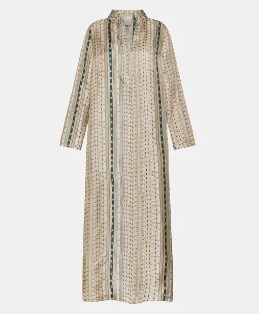 Vestito Aligusta In Twill Di Seta - Sabbia Multicolor