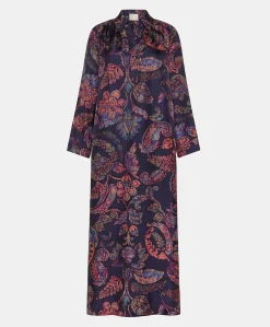 Vestito Aligusta In Twill Di Seta - Blu Notte Multicolor