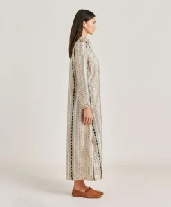 Vestito Aligusta In Twill Di Seta - Sabbia Multicolor