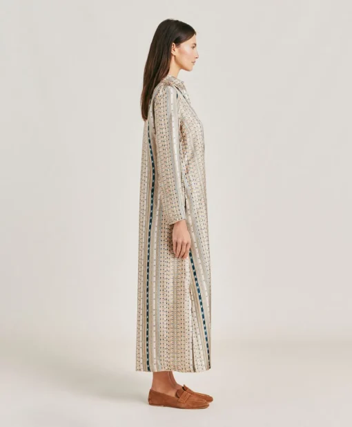 Vestito Aligusta In Twill Di Seta - Sabbia Multicolor