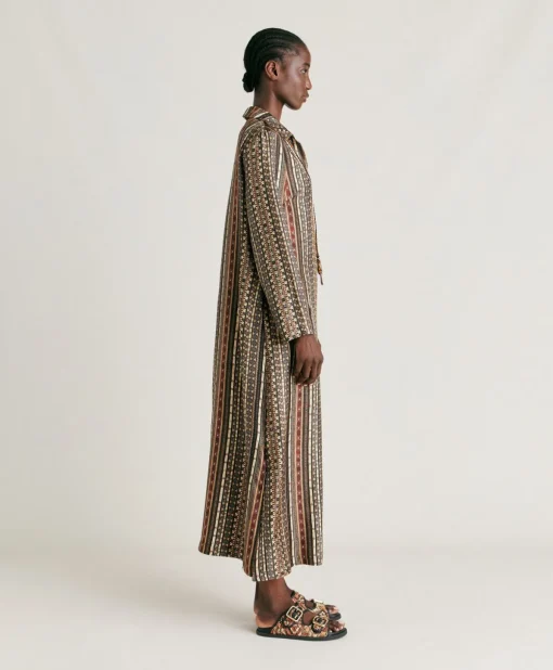 Vestito Aligusta In Twill Di Seta - Nero Multicolor