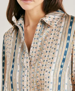 Vestito Aligusta In Twill Di Seta - Sabbia Multicolor
