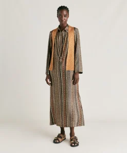 Vestito Aligusta In Twill Di Seta - Nero Multicolor