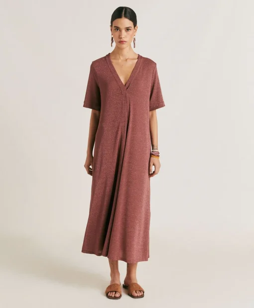 Vestito Altamura In Jersey Lurex - Terracotta