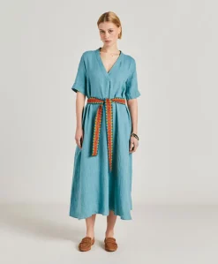 Vestito Altamura In Lino - Ceruleo