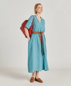 Vestito Altamura In Lino - Ceruleo