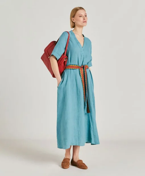 Vestito Altamura In Lino - Ceruleo