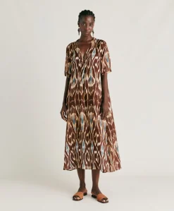Vestito Altamura In Viscosa Lino - Cacao Multicolor