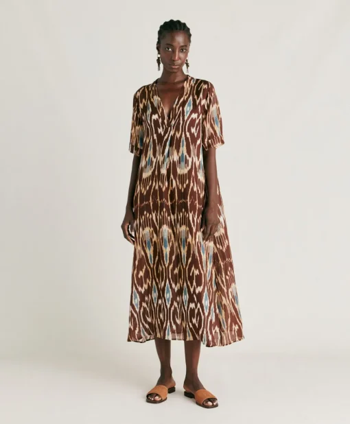Vestito Altamura In Viscosa Lino - Cacao Multicolor