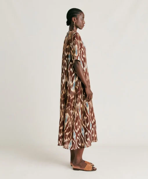 Vestito Altamura In Viscosa Lino - Cacao Multicolor