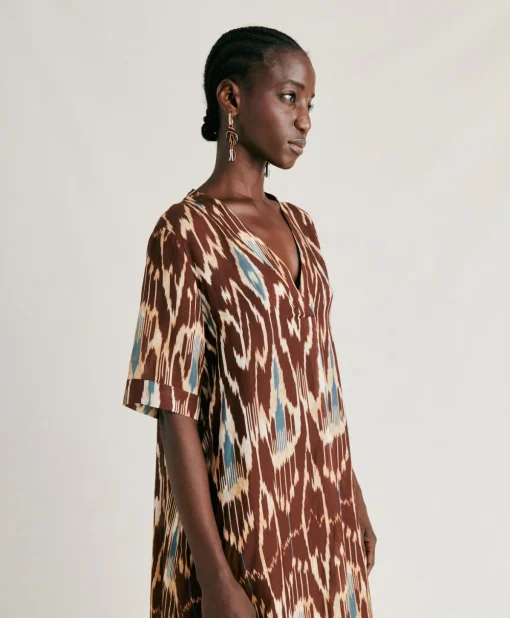 Vestito Altamura In Viscosa Lino - Cacao Multicolor