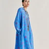 Vestito Ambra In Crepe De Chine - Bluette/Fucsia
