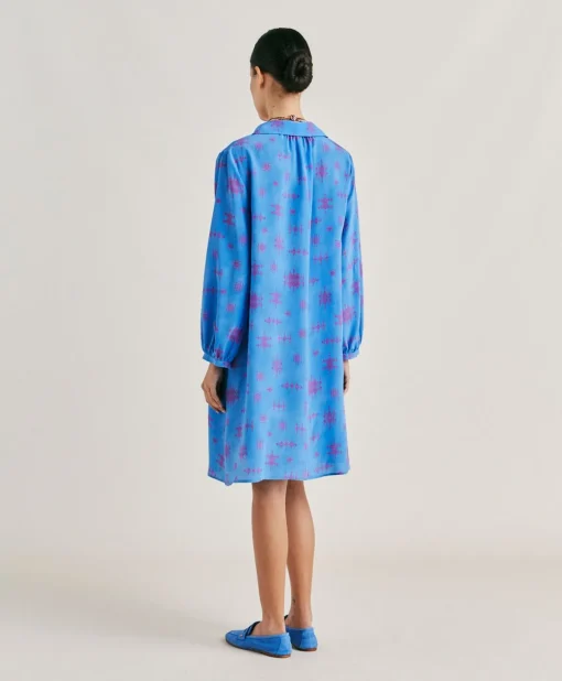 Vestito Ambra In Crepe De Chine - Bluette/Fucsia