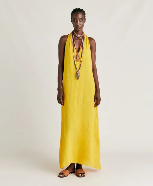 Vestito Aurora In Lino - Giallo Sole