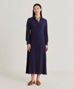 Vestito Bethany In Acetato Seta Unito - Blu Notte
