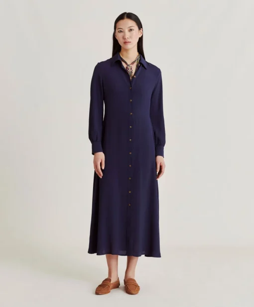 Vestito Bethany In Acetato Seta Unito - Blu Notte
