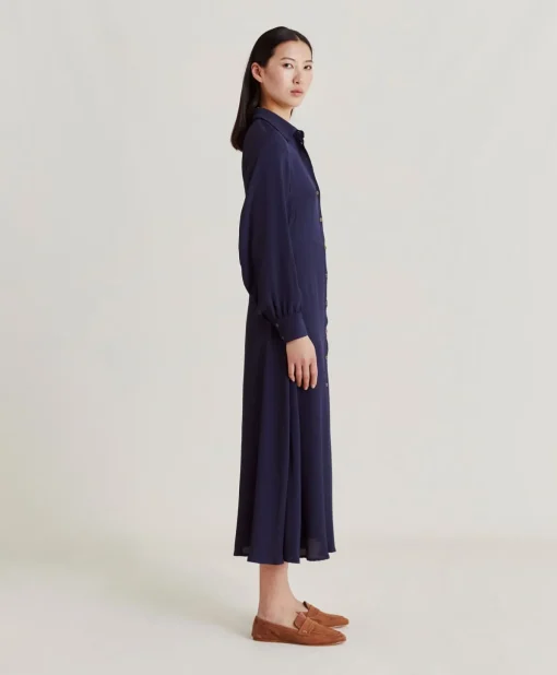 Vestito Bethany In Acetato Seta Unito - Blu Notte