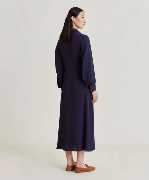 Vestito Bethany In Acetato Seta Unito - Blu Notte