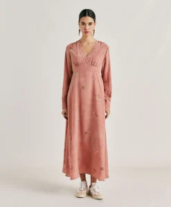 Vestito Cala Junco In Crepe De Chine - Rosato Multicolor