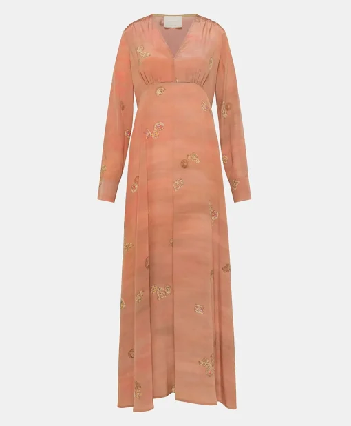 Vestito Cala Junco In Crepe De Chine - Rosato Multicolor