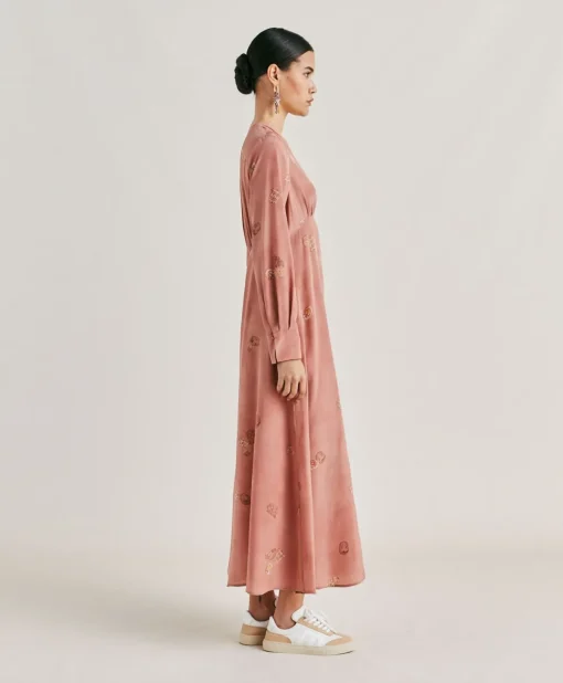 Vestito Cala Junco In Crepe De Chine - Rosato Multicolor