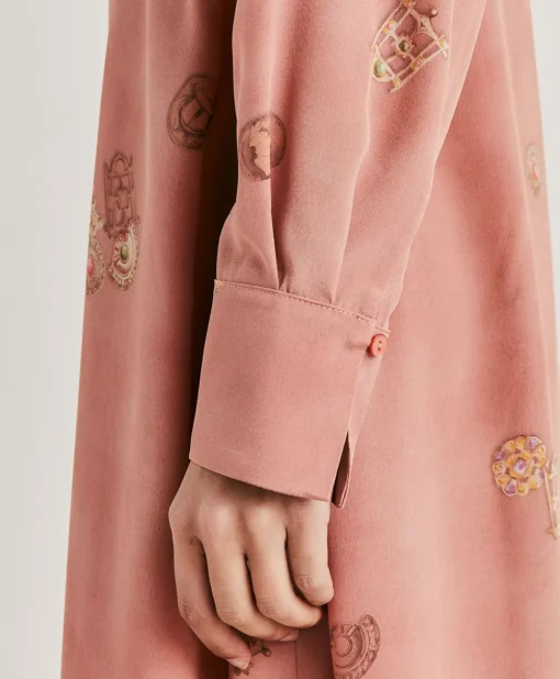 Vestito Cala Junco In Crepe De Chine - Rosato Multicolor