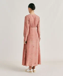 Vestito Cala Junco In Crepe De Chine - Rosato Multicolor