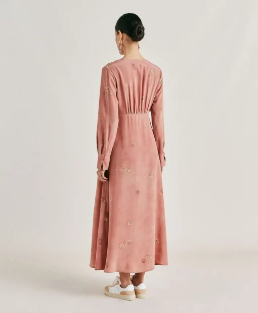Vestito Cala Junco In Crepe De Chine - Rosato Multicolor