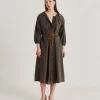 Vestito Caldes Con Voile Di Cotone - Army