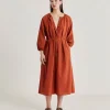 Vestito Caldes Con Voile Di Cotone - Coccio