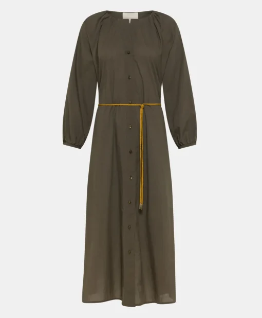 Vestito Caldes Con Voile Di Cotone - Army