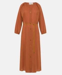 Vestito Caldes Con Voile Di Cotone - Coccio