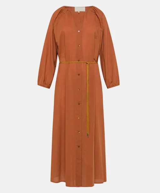 Vestito Caldes Con Voile Di Cotone - Coccio