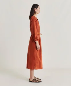 Vestito Caldes Con Voile Di Cotone - Coccio