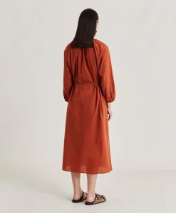 Vestito Caldes Con Voile Di Cotone - Coccio