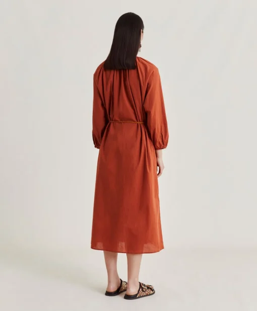 Vestito Caldes Con Voile Di Cotone - Coccio