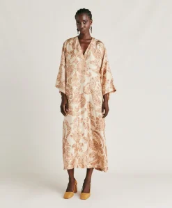 Vestito Faro In Twill Di Seta - Cipria Multicolor