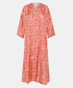 Vestito Faro In Twill Di Seta - Beige/ Corallo