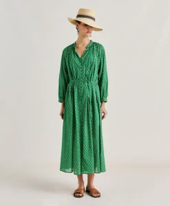Vestito Goa In Voile'Di Cotone Stampato - Smeraldo