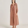 Vestito Goa In Voile'Di Cotone Stampato - Corallo