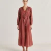 Vestito Goa In Voile'Di Cotone Stampato - Rosso
