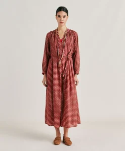 Vestito Goa In Voile'Di Cotone Stampato - Rosso