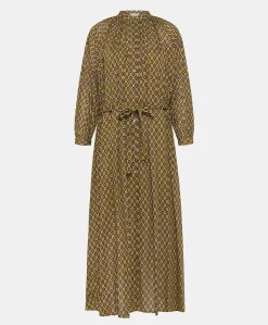Vestito Goa In Voile'Di Cotone Stampato - Olio